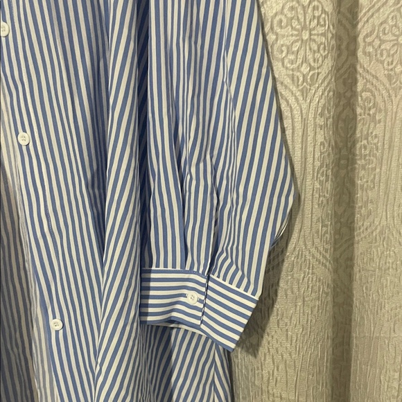 SHEIN Blue Striped Women's Button Down Shirt - Picture 4 of 5
